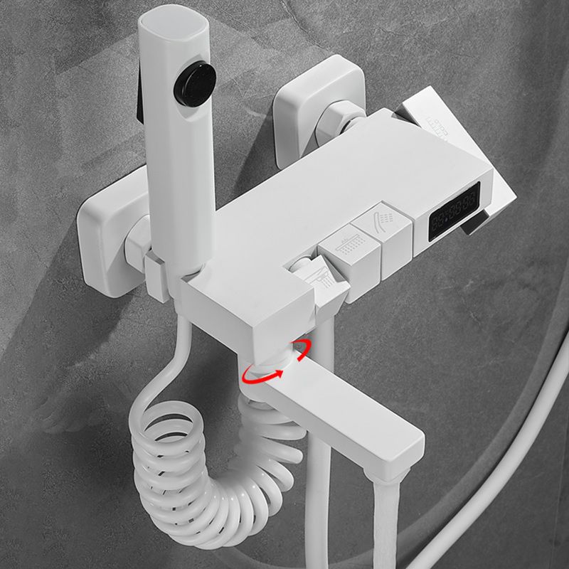 Swivel Shower System White Square Shower Hose Wall Mount Slide Bar Included Shower System Clearhalo 'Bathroom Remodel & Bathroom Fixtures' 'Home Improvement' 'home_improvement' 'home_improvement_shower_faucets' 'Shower Faucets & Systems' 'shower_faucets' 'Showers & Bathtubs Plumbing' 'Showers & Bathtubs' 1200x1200_43debf5c-aa66-4a62-a24e-a664825ca4d4