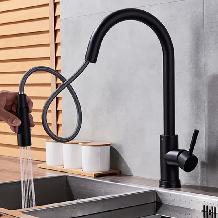 Modern Touch Kitchen Faucet Stainless Steel Single Handle Retractable Kitchen Faucet Clearhalo 'Home Improvement' 'home_improvement' 'home_improvement_kitchen_faucets' 'Kitchen Faucets' 'Kitchen Remodel & Kitchen Fixtures' 'Kitchen Sinks & Faucet Components' 'kitchen_faucets' 1200x1200_43f8249d-3a8d-4307-bb02-5e63b99edc61
