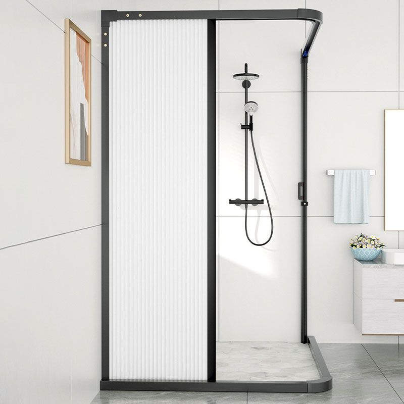 Square Corner Aluminum Frame Shower Enclosure with Double Door Handles Clearhalo 'Bathroom Remodel & Bathroom Fixtures' 'Home Improvement' 'home_improvement' 'home_improvement_shower_stalls_enclosures' 'Shower Stalls & Enclosures' 'shower_stalls_enclosures' 'Showers & Bathtubs' 1200x1200_43fc8966-7b96-4223-8ff1-631dbf15ec4e