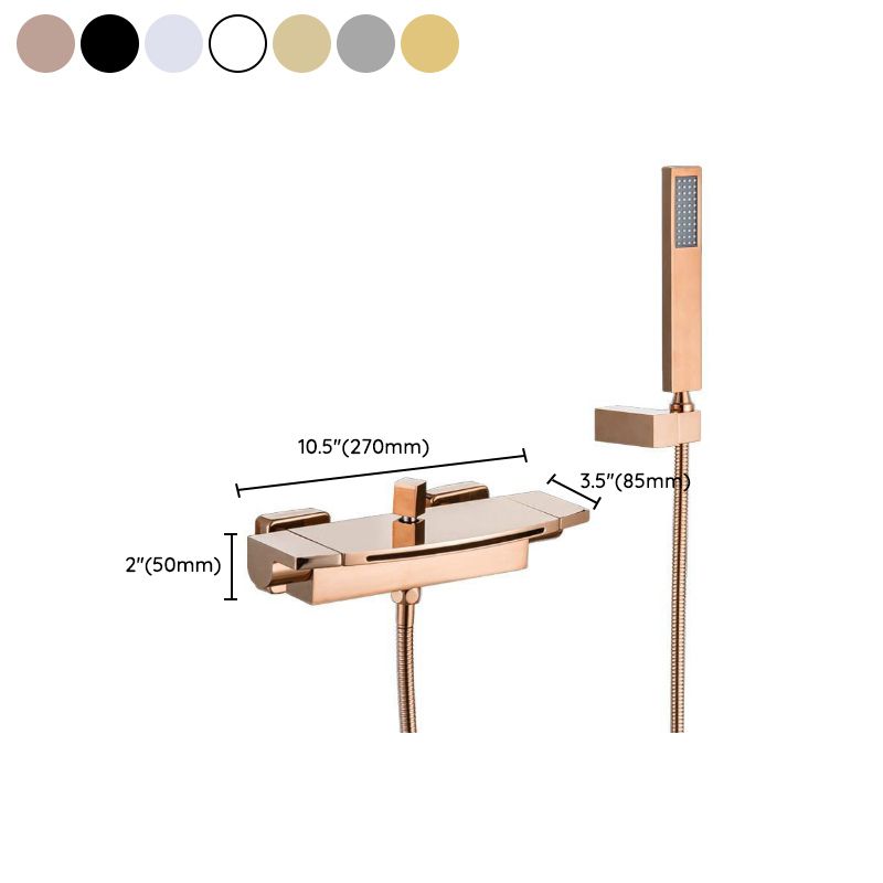 Modern Bathroom Faucet Copper Wall Mount Waterfall with Handheld Shower Tub Spouts Clearhalo 'Bathroom Remodel & Bathroom Fixtures' 'Bathtub Faucets' 'bathtub_faucets' 'Home Improvement' 'home_improvement' 'home_improvement_bathtub_faucets' 1200x1200_44160840-9752-4cd5-8735-7cbb7baaf413