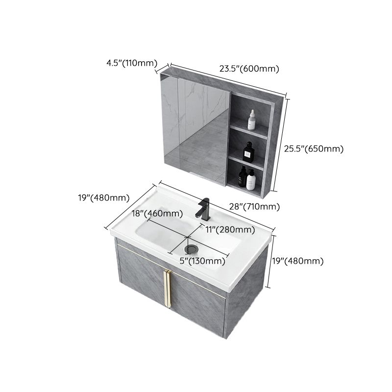 Contemporary Sink Vanity Mirror Cabinet Wall Mount Vanity Cabinet with Storage Shelving Clearhalo 'Bathroom Remodel & Bathroom Fixtures' 'Bathroom Vanities' 'bathroom_vanities' 'Home Improvement' 'home_improvement' 'home_improvement_bathroom_vanities' 1200x1200_441bb314-b0ca-4e99-9196-2afef55bbbcc