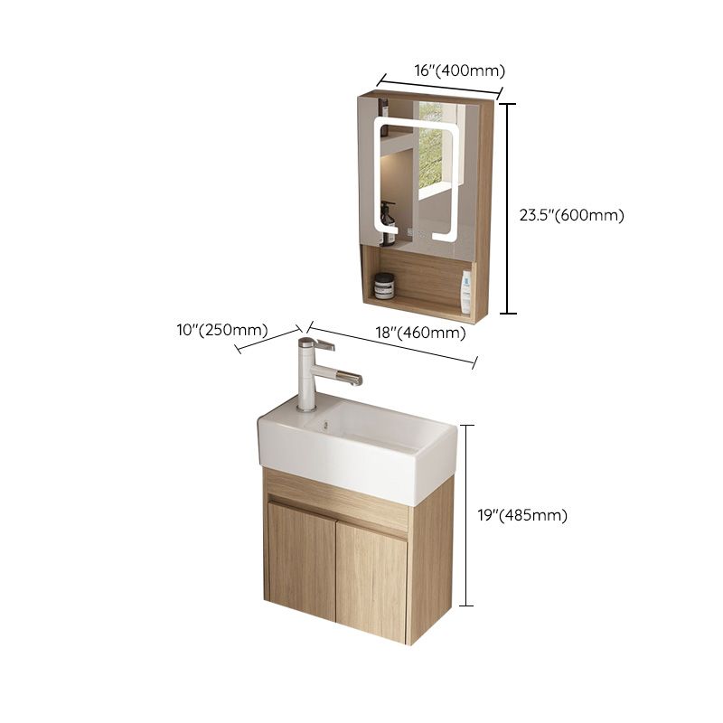 Basic Wooden Sink Vanity Wall-Mounted Vanity Cabinet with Mirror Cabinet Clearhalo 'Bathroom Remodel & Bathroom Fixtures' 'Bathroom Vanities' 'bathroom_vanities' 'Home Improvement' 'home_improvement' 'home_improvement_bathroom_vanities' 1200x1200_441df0e1-7b8f-4572-8bfe-d8187ad386f2