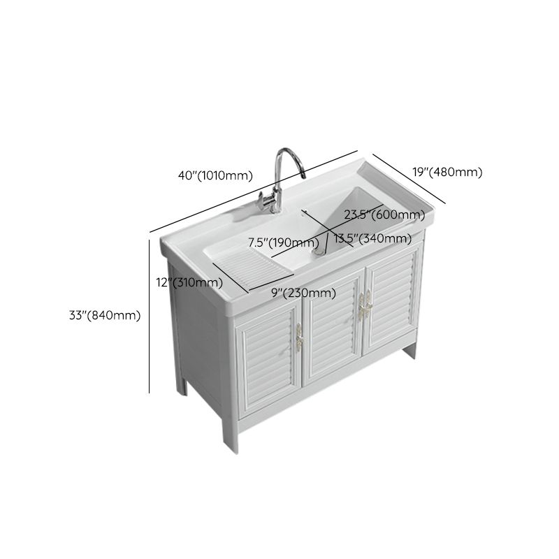 Metal Frame Vanity White Freestanding Rectangular Single Sink Glam Bath Vanity with Doors Clearhalo 'Bathroom Remodel & Bathroom Fixtures' 'Bathroom Vanities' 'bathroom_vanities' 'Home Improvement' 'home_improvement' 'home_improvement_bathroom_vanities' 1200x1200_4440d2f9-c469-46dc-a000-06a869e856e8