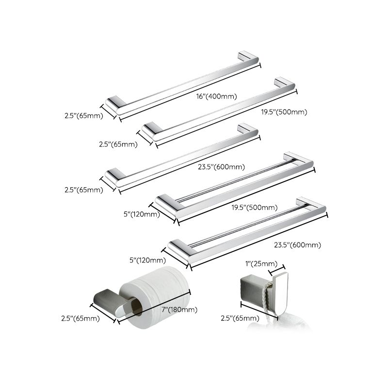 Contemporary Bathroom Accessory As Individual Or As a Set in Silver Clearhalo 'Bathroom Hardware Sets' 'Bathroom Hardware' 'Bathroom Remodel & Bathroom Fixtures' 'bathroom_hardware_sets' 'Home Improvement' 'home_improvement' 'home_improvement_bathroom_hardware_sets' 1200x1200_44452837-1bda-4d7c-a6ad-ca2f11774ebc