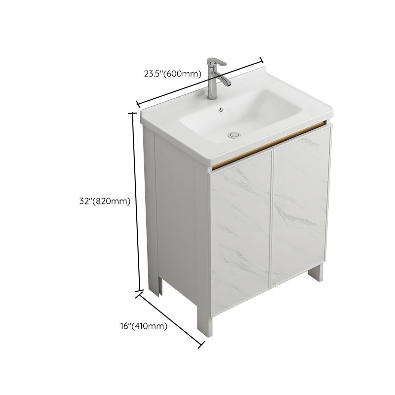 Modern White Metal Base Vanity Single Freestanding Rectangular Sink Vanity Clearhalo 'Bathroom Remodel & Bathroom Fixtures' 'Bathroom Vanities' 'bathroom_vanities' 'Home Improvement' 'home_improvement' 'home_improvement_bathroom_vanities' 1200x1200_4445fbfc-8e9b-4389-9165-0e8eb7cbd11e