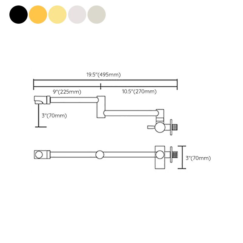 Modern Wall Mounted Faucet Solid Color Wall Mounted Bathroom Faucet Clearhalo 'Bathroom Remodel & Bathroom Fixtures' 'Bathroom Sink Faucets' 'Bathroom Sinks & Faucet Components' 'bathroom_sink_faucets' 'Home Improvement' 'home_improvement' 'home_improvement_bathroom_sink_faucets' 1200x1200_445df1e6-9816-4b0b-a9d4-4a609a97bbb6