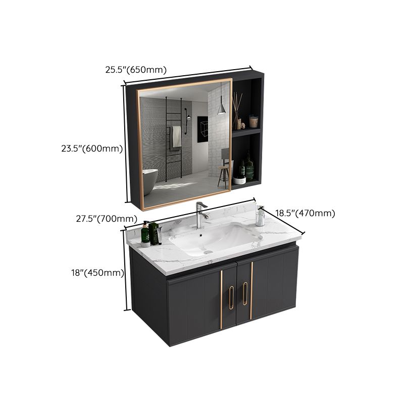 Wall Mount Bathroom Sink Vanity Glam Bathroom Vanity with Mirror Clearhalo 'Bathroom Remodel & Bathroom Fixtures' 'Bathroom Vanities' 'bathroom_vanities' 'Home Improvement' 'home_improvement' 'home_improvement_bathroom_vanities' 1200x1200_448a6b01-42c0-4b5a-a667-3b5c3ba8d22d