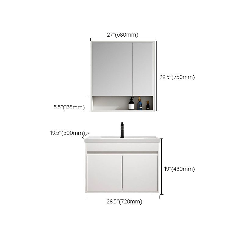 Rectangle Bathroom Vanity Wall-Mounted Mirror Wood Frame Modern Vanity with Doors Clearhalo 'Bathroom Remodel & Bathroom Fixtures' 'Bathroom Vanities' 'bathroom_vanities' 'Home Improvement' 'home_improvement' 'home_improvement_bathroom_vanities' 1200x1200_449885d3-dafa-4e64-804b-765bca3ca3fd