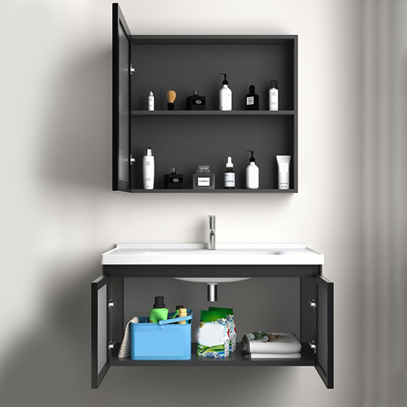 Aluminum Bathroom Vanity Set Doors Wall Mounted Doors Grey Single Sink with Mirror Clearhalo 'Bathroom Remodel & Bathroom Fixtures' 'Bathroom Vanities' 'bathroom_vanities' 'Home Improvement' 'home_improvement' 'home_improvement_bathroom_vanities' 1200x1200_449e8658-0535-4081-b60a-9178328d18c7