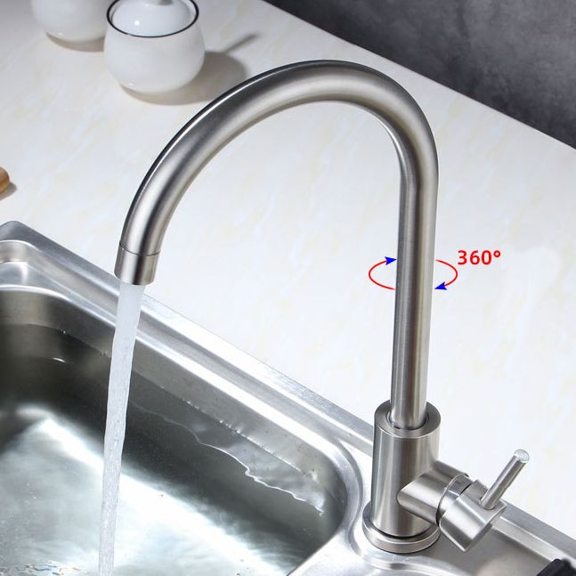 Modern Bar Faucet Stainless Steel with Handles and Supply Lines High Arch Kitchen Faucet Clearhalo 'Home Improvement' 'home_improvement' 'home_improvement_kitchen_faucets' 'Kitchen Faucets' 'Kitchen Remodel & Kitchen Fixtures' 'Kitchen Sinks & Faucet Components' 'kitchen_faucets' 1200x1200_44a32e75-aa55-4526-ac16-4e0bc0ab9667