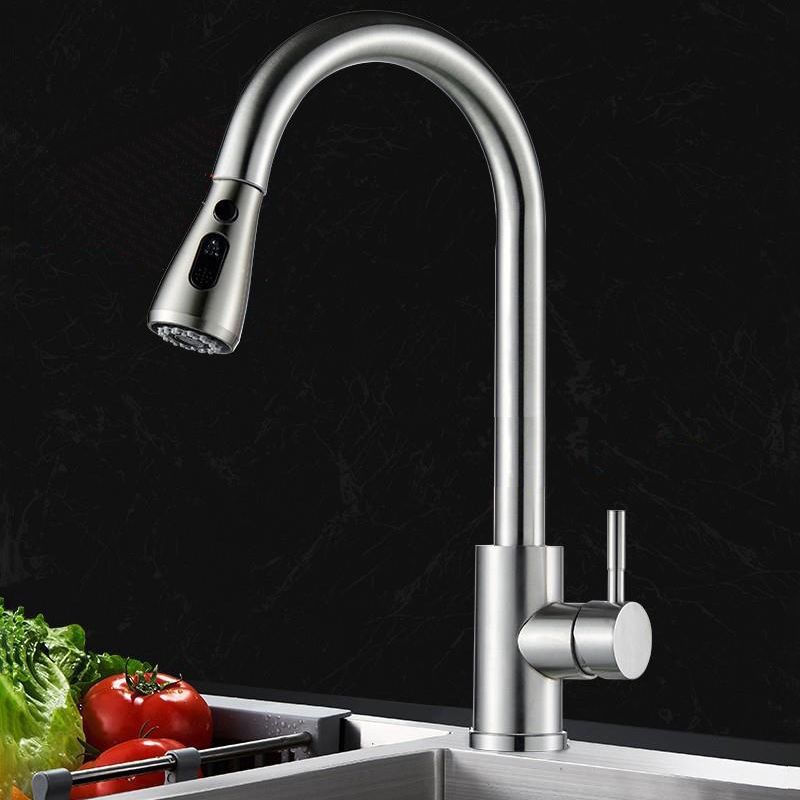 Contemporary Pull Down Kitchen Faucet Single Handle Faucet with Pull Out Sprayer Clearhalo 'Home Improvement' 'home_improvement' 'home_improvement_kitchen_faucets' 'Kitchen Faucets' 'Kitchen Remodel & Kitchen Fixtures' 'Kitchen Sinks & Faucet Components' 'kitchen_faucets' 1200x1200_44ea918a-7d4b-4bea-9db2-7277f08e5383