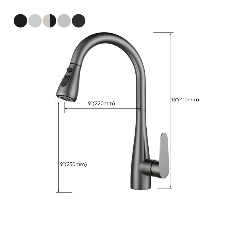 Modern Style Retractable Kitchen Faucet Stainless Steel Single Handle Kitchen Faucet Clearhalo 'Home Improvement' 'home_improvement' 'home_improvement_kitchen_faucets' 'Kitchen Faucets' 'Kitchen Remodel & Kitchen Fixtures' 'Kitchen Sinks & Faucet Components' 'kitchen_faucets' 1200x1200_44f155d5-639f-436a-a4b1-49c17f0520f0
