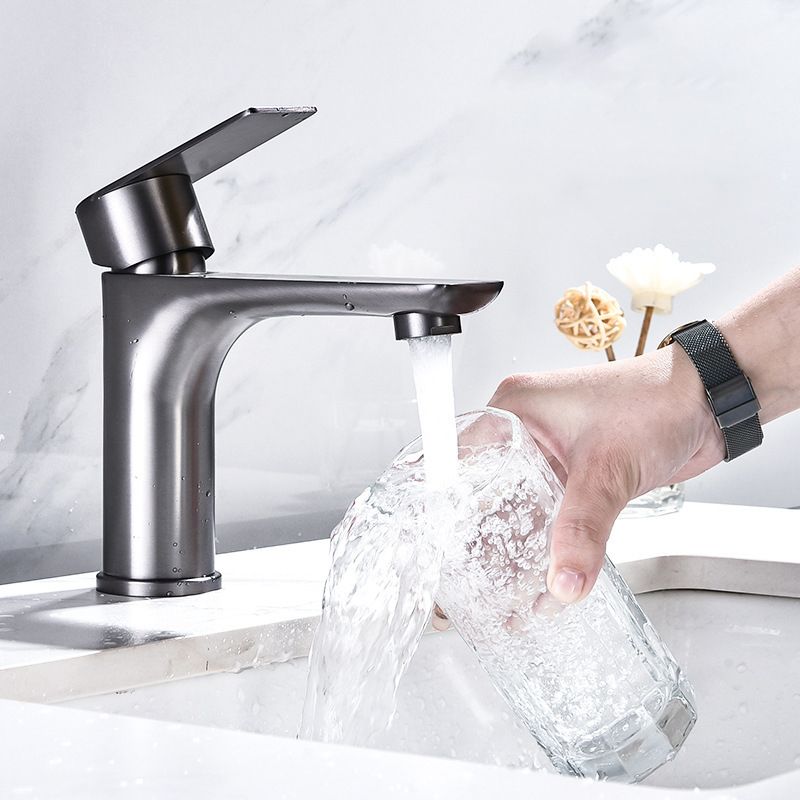 Stainless Steel Bathroom Lavatory Faucet 1 Handle Hot and Cold Basin Faucet with Hoses Clearhalo 'Bathroom Remodel & Bathroom Fixtures' 'Bathroom Sink Faucets' 'Bathroom Sinks & Faucet Components' 'bathroom_sink_faucets' 'Home Improvement' 'home_improvement' 'home_improvement_bathroom_sink_faucets' 1200x1200_450fde91-3b45-45dc-a02f-071c489467f8