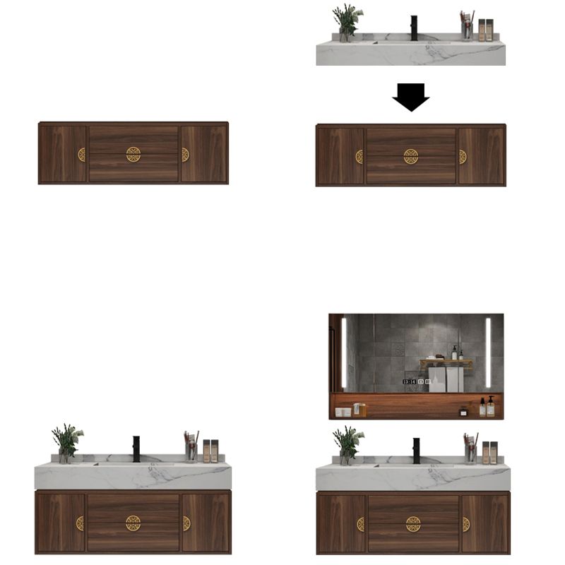 Modern Farmhouse Sink Cabinet Carrara Marble with Soft Close Door Bathroom Vanity Set Clearhalo 'Bathroom Remodel & Bathroom Fixtures' 'Bathroom Vanities' 'bathroom_vanities' 'Home Improvement' 'home_improvement' 'home_improvement_bathroom_vanities' 1200x1200_4521e4a8-f76e-4dae-a50d-fdaf9761909b