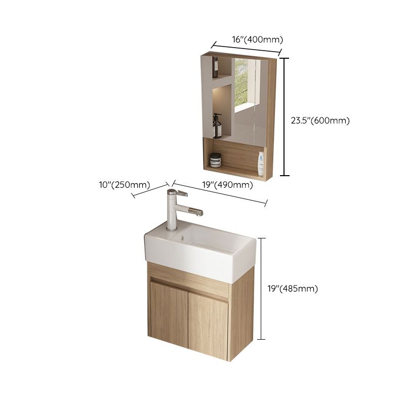 Basic Wooden Sink Vanity Wall-Mounted Vanity Cabinet with Mirror Cabinet Clearhalo 'Bathroom Remodel & Bathroom Fixtures' 'Bathroom Vanities' 'bathroom_vanities' 'Home Improvement' 'home_improvement' 'home_improvement_bathroom_vanities' 1200x1200_45265263-ea80-4b02-a6f8-3e61fbc98e28
