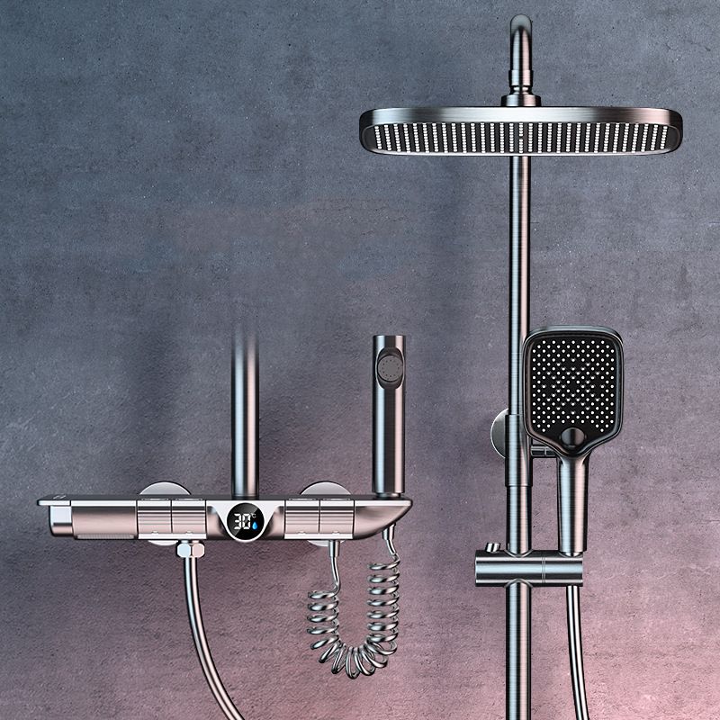 Brass Wall Mounted Shower Combo Adjustable Spray Pattern Shower System Clearhalo 'Bathroom Remodel & Bathroom Fixtures' 'Home Improvement' 'home_improvement' 'home_improvement_shower_faucets' 'Shower Faucets & Systems' 'shower_faucets' 'Showers & Bathtubs Plumbing' 'Showers & Bathtubs' 1200x1200_4531febc-c9b9-447a-a249-52320379ffb4