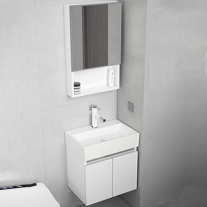 Modern Metal Bathroom Vanity Solid Color Wall Mount Vanity Cabinet in White Clearhalo 'Bathroom Remodel & Bathroom Fixtures' 'Bathroom Vanities' 'bathroom_vanities' 'Home Improvement' 'home_improvement' 'home_improvement_bathroom_vanities' 1200x1200_45381817-349c-412f-af29-5dae413a83b6