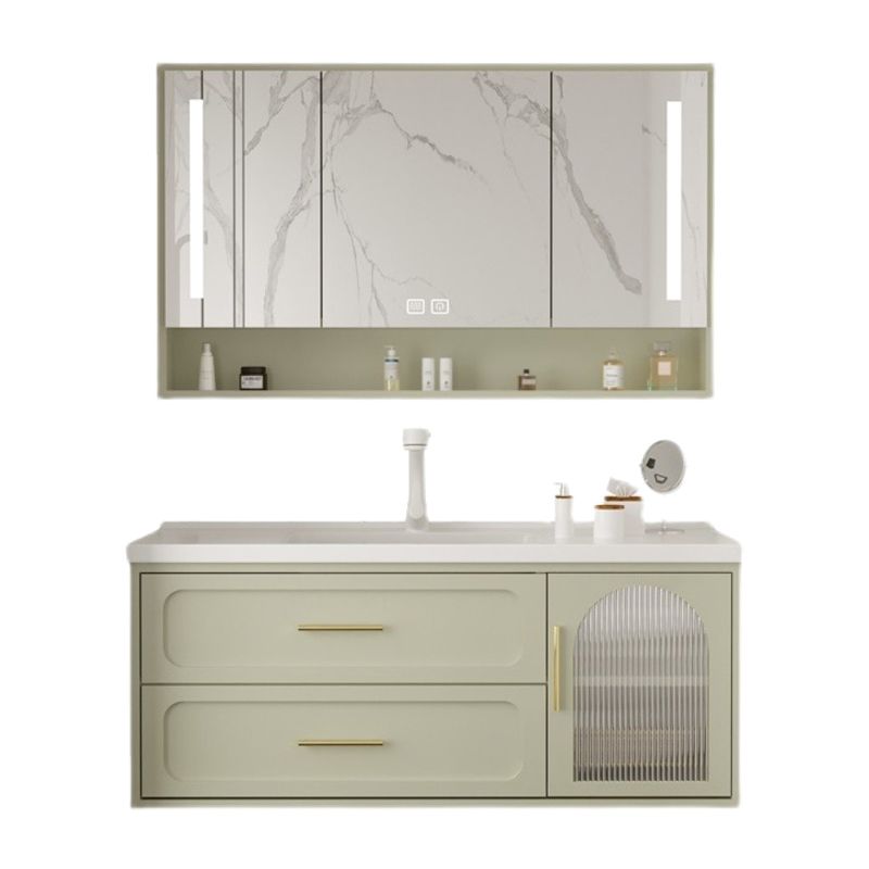 Bathroom Vanity Set Single-Sink Wall Mount Drawers Mirror Included Sink Vanity Clearhalo 'Bathroom Remodel & Bathroom Fixtures' 'Bathroom Vanities' 'bathroom_vanities' 'Home Improvement' 'home_improvement' 'home_improvement_bathroom_vanities' 1200x1200_4561bec9-be93-455c-8112-911f3a3b617c