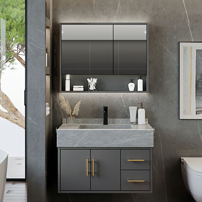 Grey Wall-Mounted Modern Single-Sink Rectangular Wood Bathroom Vanity Set Clearhalo 'Bathroom Remodel & Bathroom Fixtures' 'Bathroom Vanities' 'bathroom_vanities' 'Home Improvement' 'home_improvement' 'home_improvement_bathroom_vanities' 1200x1200_4563876b-bea0-41d0-90da-87503fc10acf