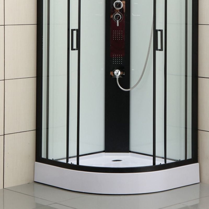 Black Framed Shower Enclosure Double Sliding Round Shower Stall Clearhalo 'Bathroom Remodel & Bathroom Fixtures' 'Home Improvement' 'home_improvement' 'home_improvement_shower_stalls_enclosures' 'Shower Stalls & Enclosures' 'shower_stalls_enclosures' 'Showers & Bathtubs' 1200x1200_45673d5a-4b20-47f0-9d27-726d71193fc8