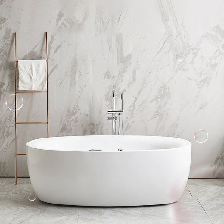 Modern Oval Acrylic Bathtub Hotel Freestanding Bath Tub in White Clearhalo 'Bathroom Remodel & Bathroom Fixtures' 'Bathtubs' 'Home Improvement' 'home_improvement' 'home_improvement_bathtubs' 'Showers & Bathtubs' 1200x1200_45681efe-253d-480c-b6d4-23934c6c29c7