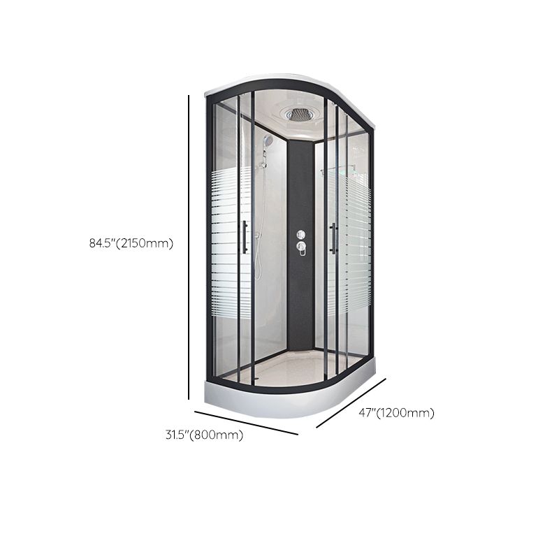 Striped Tempered Glass Shower Stall Black Double Sliding Door Shower Room Clearhalo 'Bathroom Remodel & Bathroom Fixtures' 'Home Improvement' 'home_improvement' 'home_improvement_shower_stalls_enclosures' 'Shower Stalls & Enclosures' 'shower_stalls_enclosures' 'Showers & Bathtubs' 1200x1200_456987e7-c7c8-468b-8ca6-a4e0bc026525