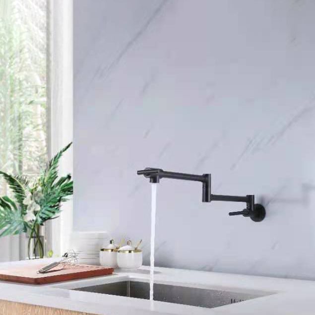 Black Pot Filler Single Lever Handle Modern Swivel 1-Hole Copper Kitchen Faucet Clearhalo 'Home Improvement' 'home_improvement' 'home_improvement_kitchen_faucets' 'Kitchen Faucets' 'Kitchen Remodel & Kitchen Fixtures' 'Kitchen Sinks & Faucet Components' 'kitchen_faucets' 1200x1200_45998067-a062-42bb-b0d7-e677a0db84c8