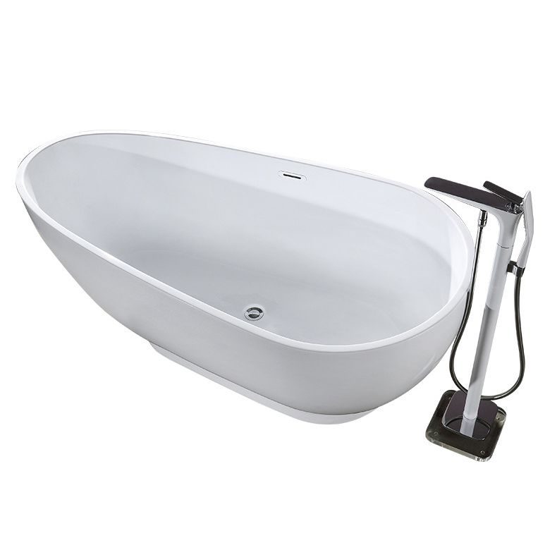 Modern Oval Bath White Acrylic Soaking Freestanding Back to Wall Bathtub Clearhalo 'Bathroom Remodel & Bathroom Fixtures' 'Bathtubs' 'Home Improvement' 'home_improvement' 'home_improvement_bathtubs' 'Showers & Bathtubs' 1200x1200_459a460a-5968-410e-a0d3-e022141e3eec