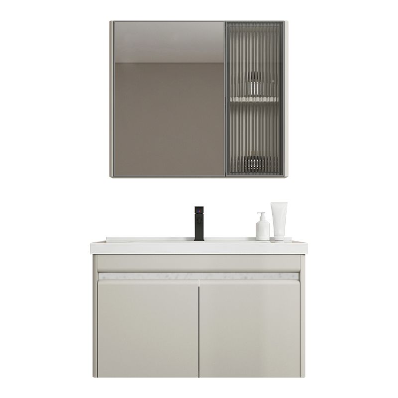 Modern Metal Sink Vanity Wall Mount Khaki Tone Bathroom Vanity with Mirror Cabinet Clearhalo 'Bathroom Remodel & Bathroom Fixtures' 'Bathroom Vanities' 'bathroom_vanities' 'Home Improvement' 'home_improvement' 'home_improvement_bathroom_vanities' 1200x1200_45a24d57-dc61-4c0b-8d3c-ba154435e12a