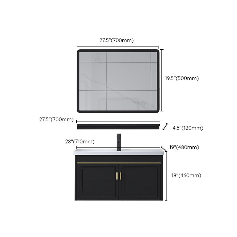Ceramic Sink Vanity Glam Wall-Mounted Bathroom Vanity for Bathroom Clearhalo 'Bathroom Remodel & Bathroom Fixtures' 'Bathroom Vanities' 'bathroom_vanities' 'Home Improvement' 'home_improvement' 'home_improvement_bathroom_vanities' 1200x1200_45a49966-7251-4807-85e6-f4c69493088c