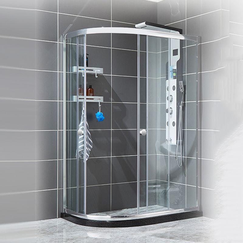 Rounded Shower Stall Semi-Frameless Corner Shower Stall with Tempered Glass Clearhalo 'Bathroom Remodel & Bathroom Fixtures' 'Home Improvement' 'home_improvement' 'home_improvement_shower_stalls_enclosures' 'Shower Stalls & Enclosures' 'shower_stalls_enclosures' 'Showers & Bathtubs' 1200x1200_45a50d98-fc6d-496c-831c-871ffc2a75f1