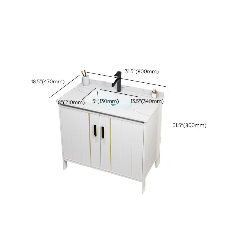 Metal Sink Vanity Freestanding Bathroom Sink Vanity with Single Sink Clearhalo 'Bathroom Remodel & Bathroom Fixtures' 'Bathroom Vanities' 'bathroom_vanities' 'Home Improvement' 'home_improvement' 'home_improvement_bathroom_vanities' 1200x1200_45a72654-077b-4cb1-b6d5-3b8d80eb2eb9