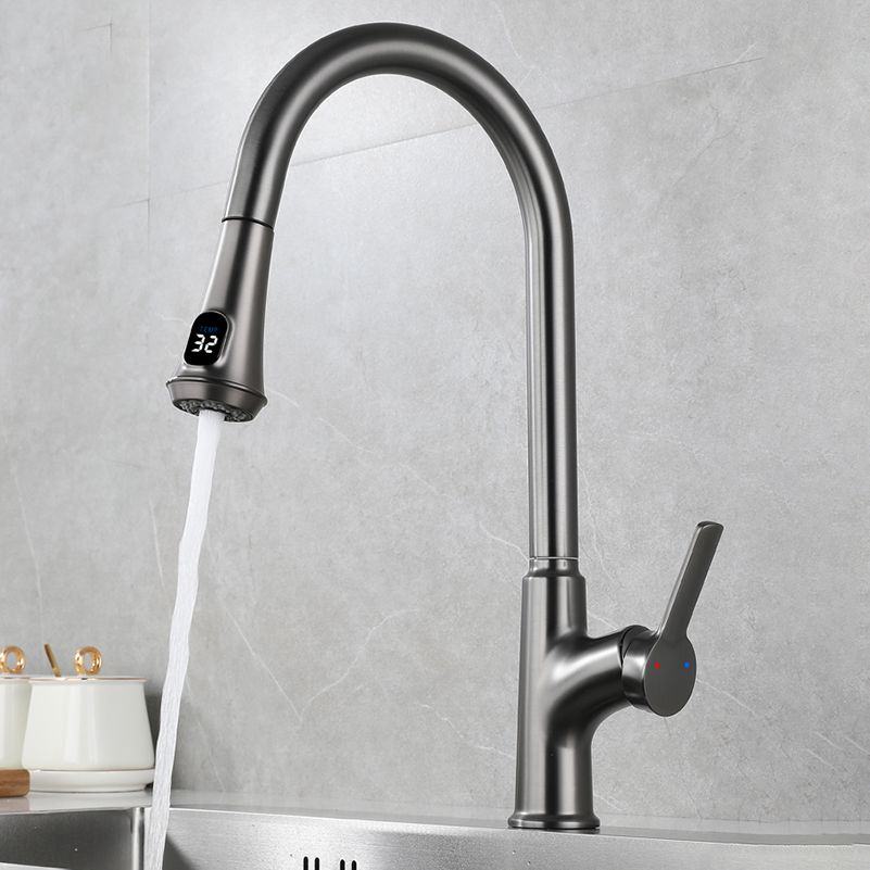 Contemporary Single Handle Kitchen Faucet Pull-down Desk-mounted Faucet Clearhalo 'Home Improvement' 'home_improvement' 'home_improvement_kitchen_faucets' 'Kitchen Faucets' 'Kitchen Remodel & Kitchen Fixtures' 'Kitchen Sinks & Faucet Components' 'kitchen_faucets' 1200x1200_45ba9abc-afa3-4526-8bb7-adef29a05ec8