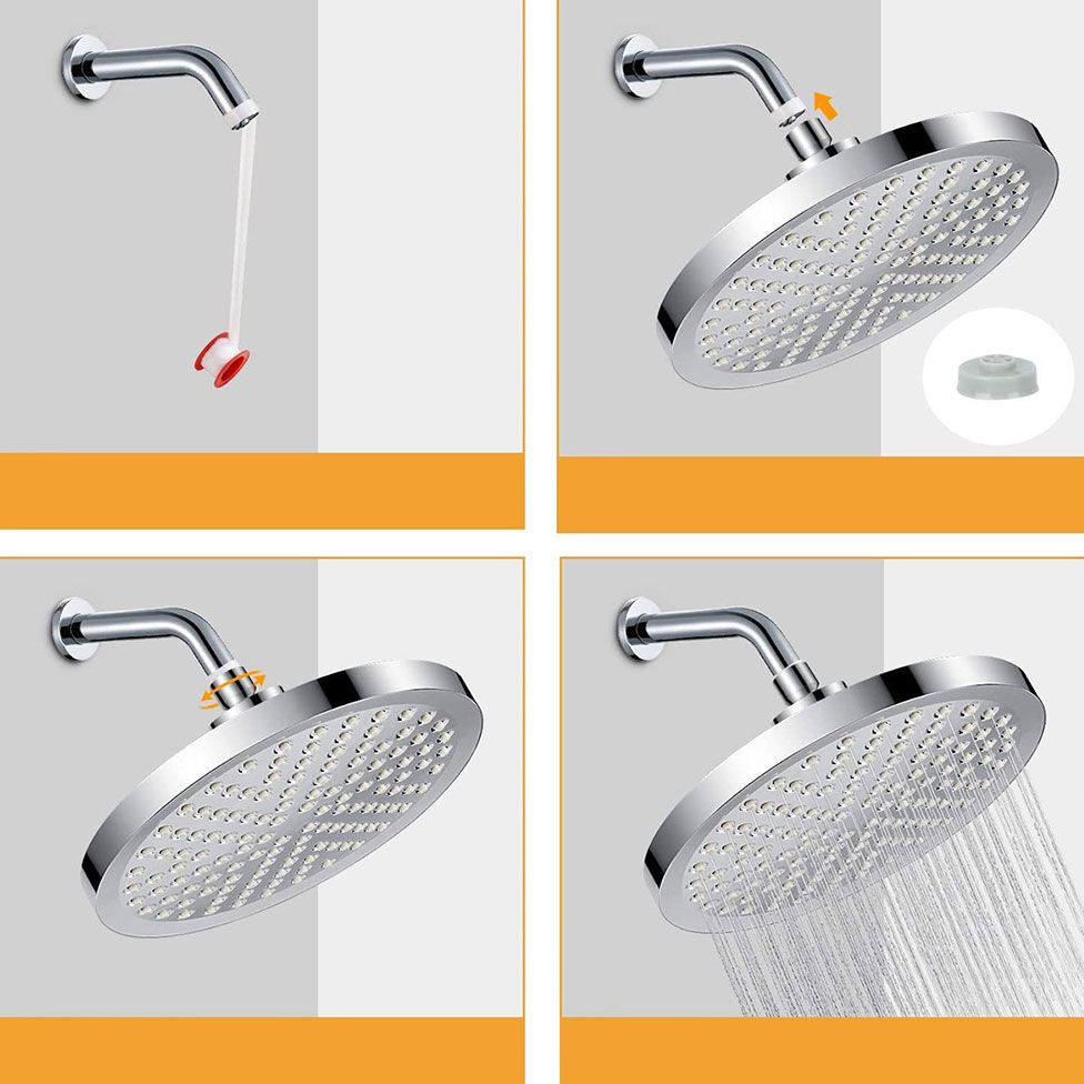 Contemporary Fixed Shower Head Round Metal Spray Head in Silver Clearhalo 'Bathroom Remodel & Bathroom Fixtures' 'Home Improvement' 'home_improvement' 'home_improvement_shower_heads' 'Shower Heads' 'shower_heads' 'Showers & Bathtubs Plumbing' 'Showers & Bathtubs' 1200x1200_45fb0de8-1e72-420c-8d35-3794e1406d4c