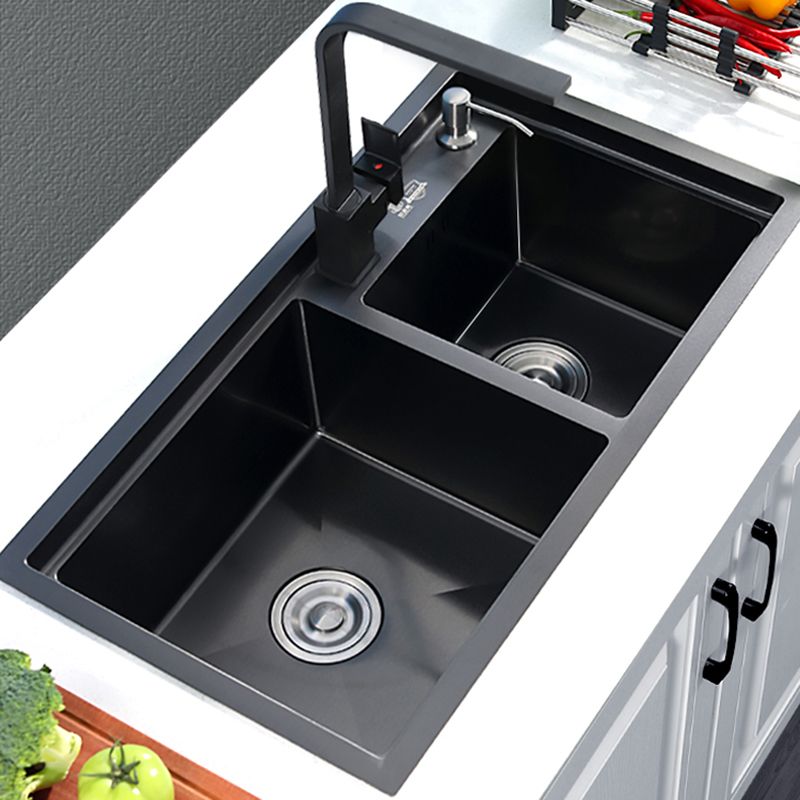Modern Kitchen Sink Stainless Steel 2 Holes Drop-In Wear-resistant Kitchen Sink Clearhalo 'Home Improvement' 'home_improvement' 'home_improvement_kitchen_sinks' 'Kitchen Remodel & Kitchen Fixtures' 'Kitchen Sinks & Faucet Components' 'Kitchen Sinks' 'kitchen_sinks' 1200x1200_4617f41d-84cb-4a15-8107-1aca37123e5b