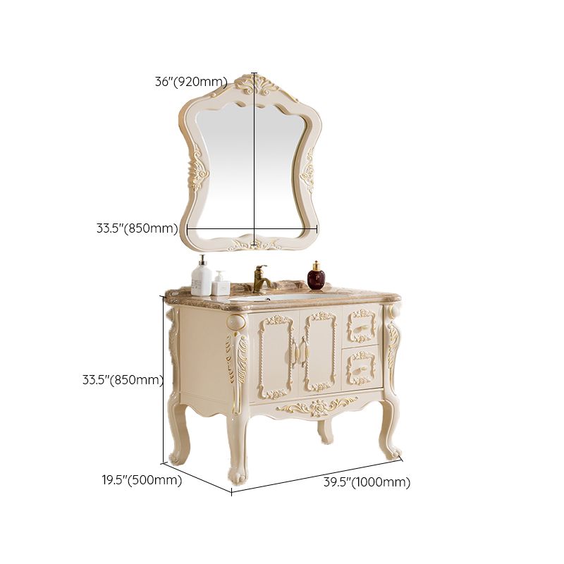 Freestanding Vanity 2 Doors Oval Single Sink Mirror PVC Frame Bathroom Vanity Clearhalo 'Bathroom Remodel & Bathroom Fixtures' 'Bathroom Vanities' 'bathroom_vanities' 'Home Improvement' 'home_improvement' 'home_improvement_bathroom_vanities' 1200x1200_461fbade-2222-44d0-880a-88d7b2044031