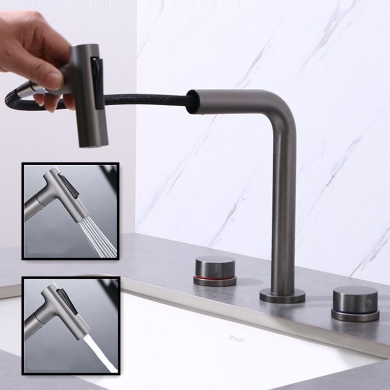 Widespread Bathroom Faucet Swivel Spout High-Arc with Pull Out Sprayer Clearhalo 'Bathroom Remodel & Bathroom Fixtures' 'Bathroom Sink Faucets' 'Bathroom Sinks & Faucet Components' 'bathroom_sink_faucets' 'Home Improvement' 'home_improvement' 'home_improvement_bathroom_sink_faucets' 1200x1200_46411a5b-b372-4576-82a0-4e23b38c1a86