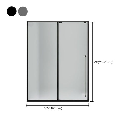 One-shaped Transparent Glass Shower Door, Semi-frameless Shower Single Sliding Door Clearhalo 'Bathroom Remodel & Bathroom Fixtures' 'Home Improvement' 'home_improvement' 'home_improvement_shower_tub_doors' 'Shower and Tub Doors' 'shower_tub_doors' 'Showers & Bathtubs' 1200x1200_4647c75b-afe4-4ffd-9b3d-560146cc429d