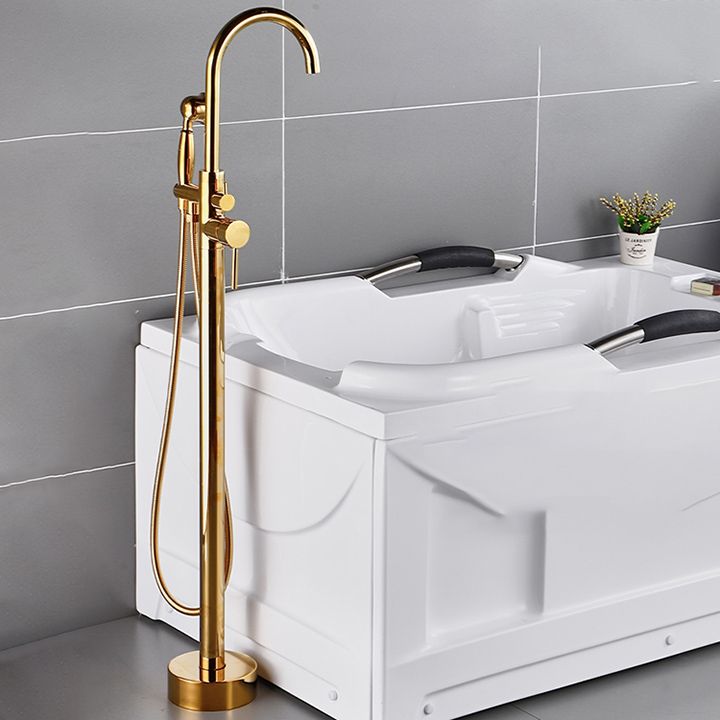 Floor Mounted Metal Freestanding Tub Filler One Hold Freestanding Tub Filler Trim Clearhalo 'Bathroom Remodel & Bathroom Fixtures' 'Bathtub Faucets' 'bathtub_faucets' 'Home Improvement' 'home_improvement' 'home_improvement_bathtub_faucets' 1200x1200_4656317c-aae5-4779-aefc-d71c17f2589c