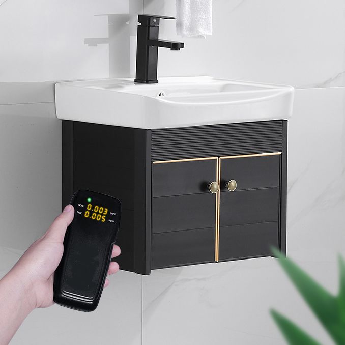 Modern Vanity Set Wall-mounted Ceramic Sink Black Faucet Vanity with Mirror Clearhalo 'Bathroom Remodel & Bathroom Fixtures' 'Bathroom Vanities' 'bathroom_vanities' 'Home Improvement' 'home_improvement' 'home_improvement_bathroom_vanities' 1200x1200_46628bdb-5b0b-4f31-869e-94702acf8a10