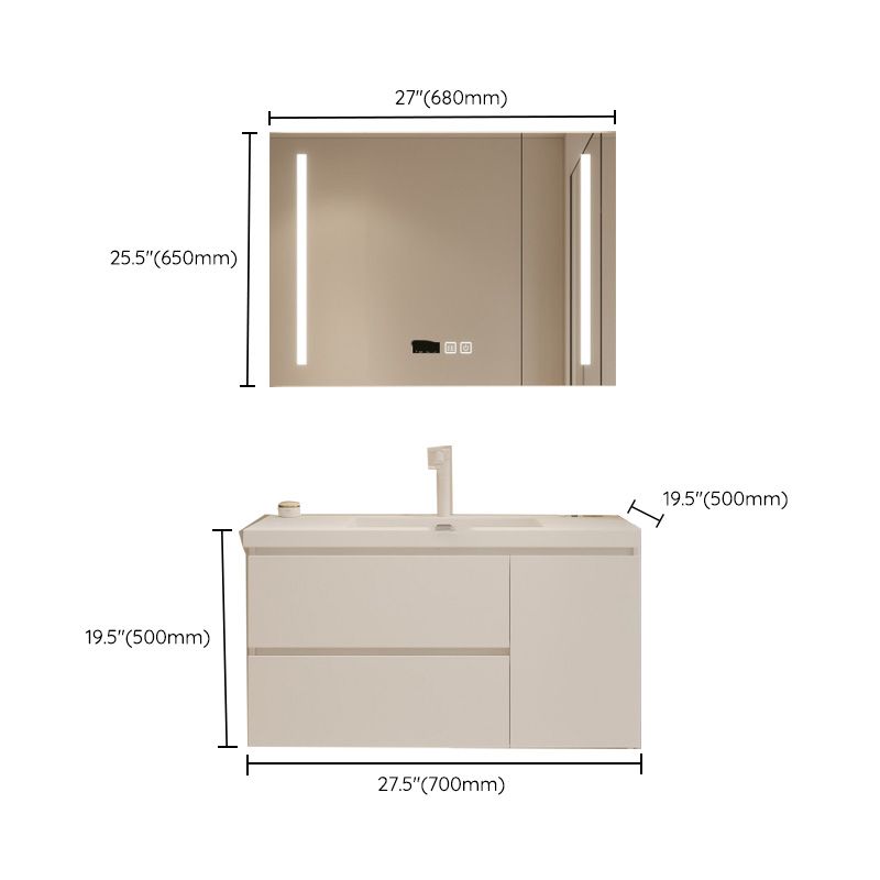 Drawers Vanity Set White Wood Rectangle Single Sink Wall Mount Bath Vanity with Mirror Clearhalo 'Bathroom Remodel & Bathroom Fixtures' 'Bathroom Vanities' 'bathroom_vanities' 'Home Improvement' 'home_improvement' 'home_improvement_bathroom_vanities' 1200x1200_4687af12-e9bd-49ba-9753-1c973d67a2ba