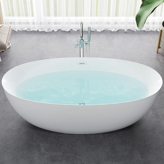 Oval Freestanding Soaking Bathtub Antique Finish Modern Bath Tub Clearhalo 'Bathroom Remodel & Bathroom Fixtures' 'Bathtubs' 'Home Improvement' 'home_improvement' 'home_improvement_bathtubs' 'Showers & Bathtubs' 1200x1200_46a3577f-35f7-4c9d-992d-a7d70104557f