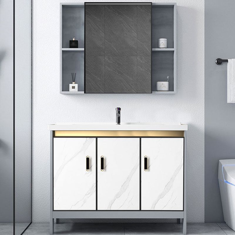Ceramic Top Bathroom Vanity White Rectangle Single Sink Freestanding Mirror Vanity Set Clearhalo 'Bathroom Remodel & Bathroom Fixtures' 'Bathroom Vanities' 'bathroom_vanities' 'Home Improvement' 'home_improvement' 'home_improvement_bathroom_vanities' 1200x1200_46cacea2-ad03-458e-ac15-3c1e05c5e346
