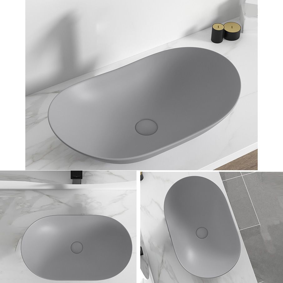 Contemporary Bathroom Sink Pop-Up Drain Porcelain Solid Color Oval-Shape Vessel Clearhalo 'Bathroom Remodel & Bathroom Fixtures' 'Bathroom Sinks & Faucet Components' 'Bathroom Sinks' 'bathroom_sink' 'Home Improvement' 'home_improvement' 'home_improvement_bathroom_sink' 1200x1200_46e7d3af-25a6-4083-b7af-e3ea87ff39a9
