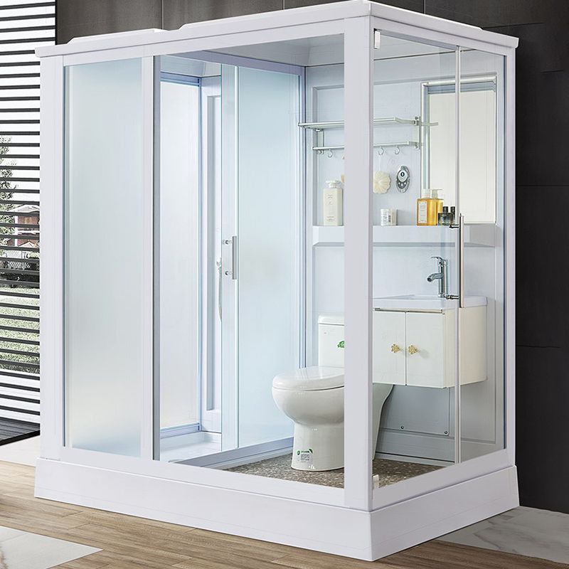 Contemporary Shower Stall Single Sliding Clear Shower Stall in White Clearhalo 'Bathroom Remodel & Bathroom Fixtures' 'Home Improvement' 'home_improvement' 'home_improvement_shower_stalls_enclosures' 'Shower Stalls & Enclosures' 'shower_stalls_enclosures' 'Showers & Bathtubs' 1200x1200_46f793bf-1f25-477a-ab53-a7b641bec6a8