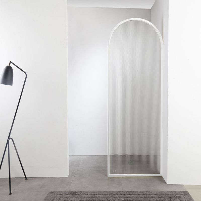 White Shower Door Frame Single Fixed Frosted Tempered Shower Bath Door Clearhalo 'Bathroom Remodel & Bathroom Fixtures' 'Home Improvement' 'home_improvement' 'home_improvement_shower_tub_doors' 'Shower and Tub Doors' 'shower_tub_doors' 'Showers & Bathtubs' 1200x1200_46fc72bf-b1db-4558-a893-c11f984c03ce