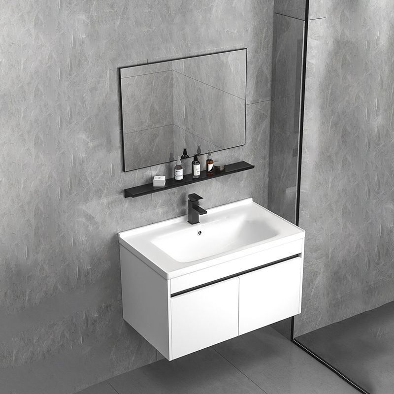 Modern Bathroom Vanity Set Wood Standalone Cabinet and Mirror Space Saver Vanity Clearhalo 'Bathroom Remodel & Bathroom Fixtures' 'Bathroom Vanities' 'bathroom_vanities' 'Home Improvement' 'home_improvement' 'home_improvement_bathroom_vanities' 1200x1200_47005155-484f-410d-ae29-c84b3ab5703e