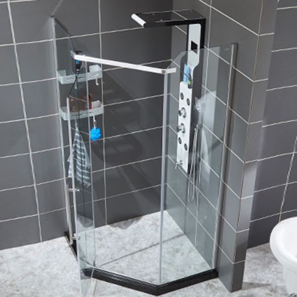 Neo-Angle Shower Kit Pivot Tempered Glass Corner Shower Kit with Fixed Panel Clearhalo 'Bathroom Remodel & Bathroom Fixtures' 'Home Improvement' 'home_improvement' 'home_improvement_shower_stalls_enclosures' 'Shower Stalls & Enclosures' 'shower_stalls_enclosures' 'Showers & Bathtubs' 1200x1200_47033ff5-37cc-42e5-8ede-33145ca44ead