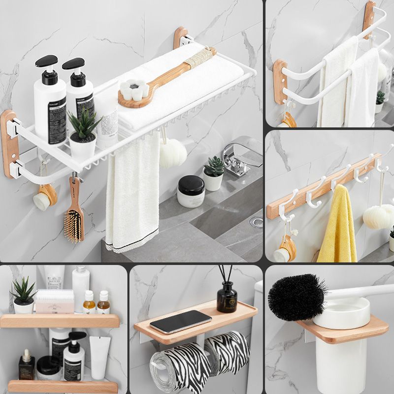 White 7-piece Bathroom Accessory Set Wood and Metal Bathroom Set Clearhalo 'Bathroom Hardware Sets' 'Bathroom Hardware' 'Bathroom Remodel & Bathroom Fixtures' 'bathroom_hardware_sets' 'Home Improvement' 'home_improvement' 'home_improvement_bathroom_hardware_sets' 1200x1200_47155a0a-af95-4e8d-b74b-39b499fa68aa