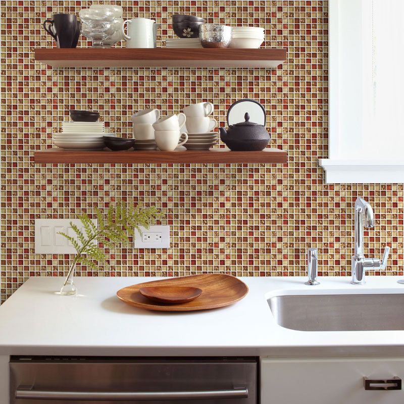 Peel and Stick Mosaic Tile Waterproof Square Peel and Stick Tile for Kitchen 20-Pack Clearhalo 'Flooring 'Home Improvement' 'home_improvement' 'home_improvement_peel_stick_blacksplash' 'Peel & Stick Backsplash Tile' 'peel_stick_blacksplash' 'Walls & Ceilings' Walls and Ceiling' 1200x1200_47165b17-92d5-439d-b26e-a0b4803381aa